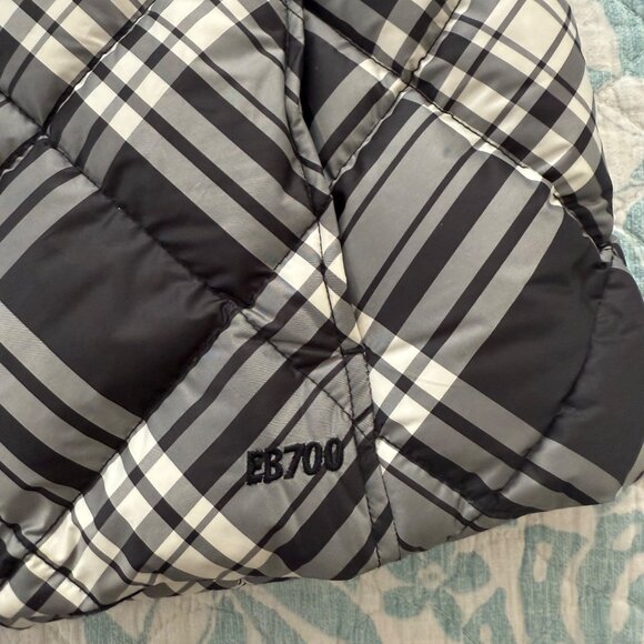 Eddie Bauer Premium Quality Goose Down White/Black Plaid Vest Size Med - Picture 2 of 7